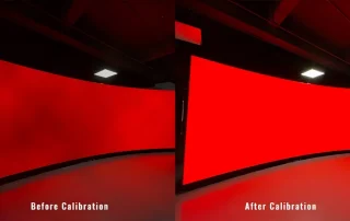 JYVISIONS cabinet color calibration process using measurement equipment